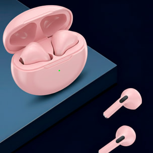 Auriculares TWS Pro 6, Bluetooth 5.3. Control táctil de reproducción musical y llamadas.