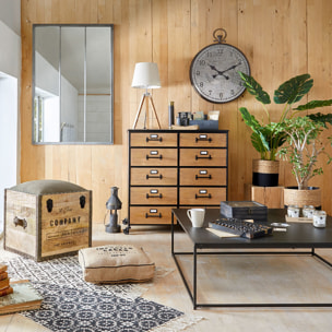 Lampe trépied "Runo" - bois et noir H58 cm