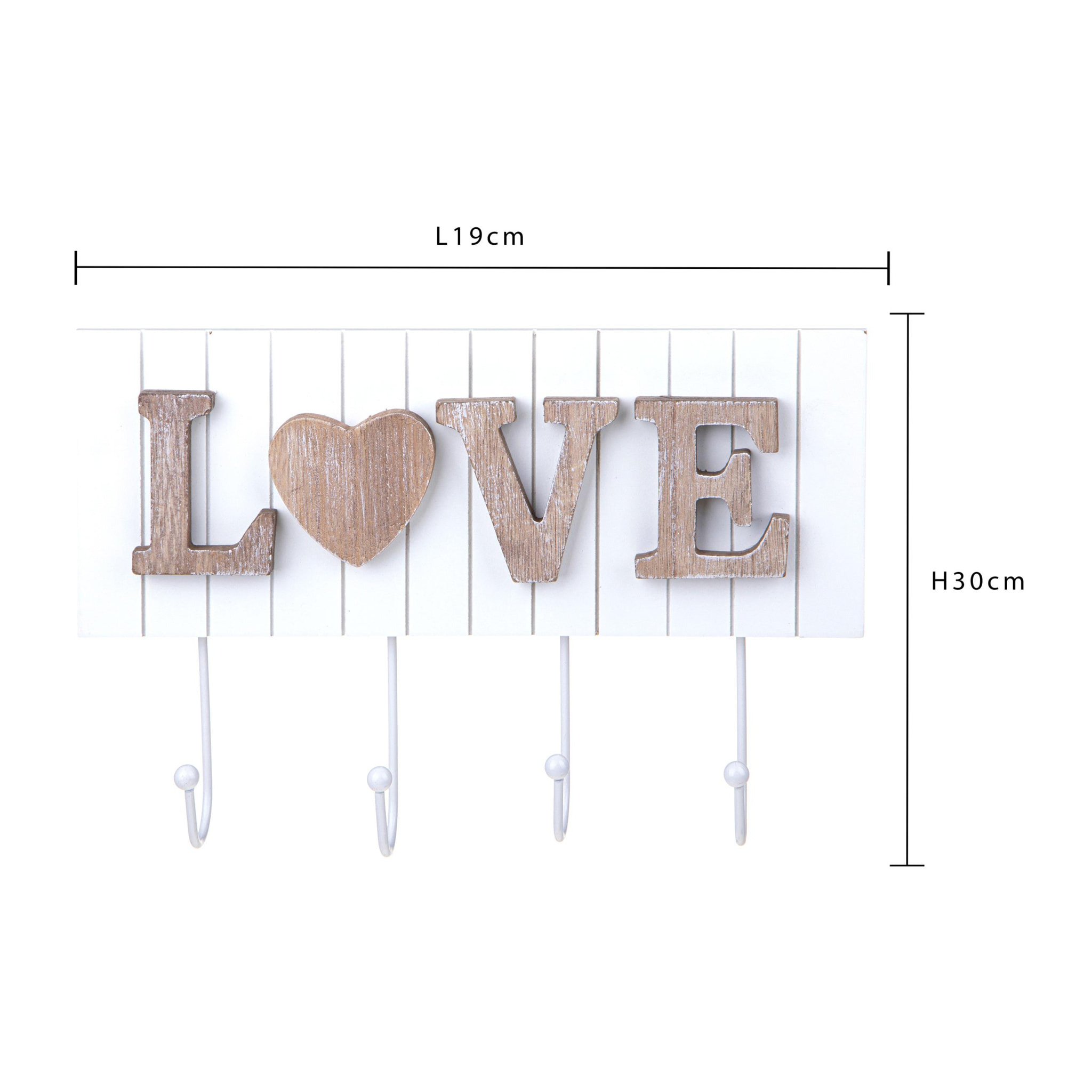 Appendino Con Scritta "Love". Altezza 19 Cm - Pezzi 2 - 19X30X4cm - Colore: Marrone - Bianchi Dino - Decori Casa E Complementi