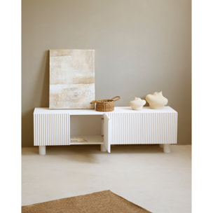Mueble TV de madera de abeto y pino en tono blanco 152x42cm Alto: 45.5 Largo: 152 Ancho: 42