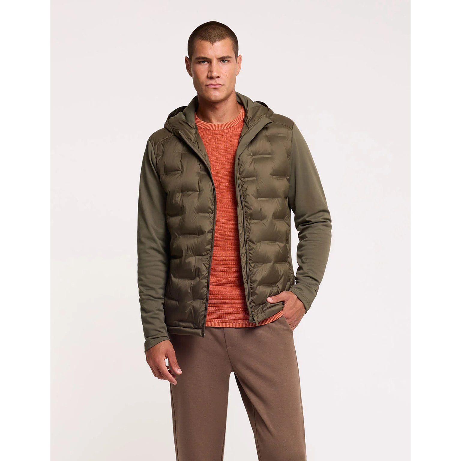 Chaqueta Acolchada con Capucha Caqui - Morris