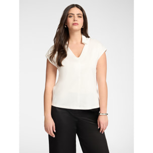 Elena Mirò - Camiseta con cuello - Blanco