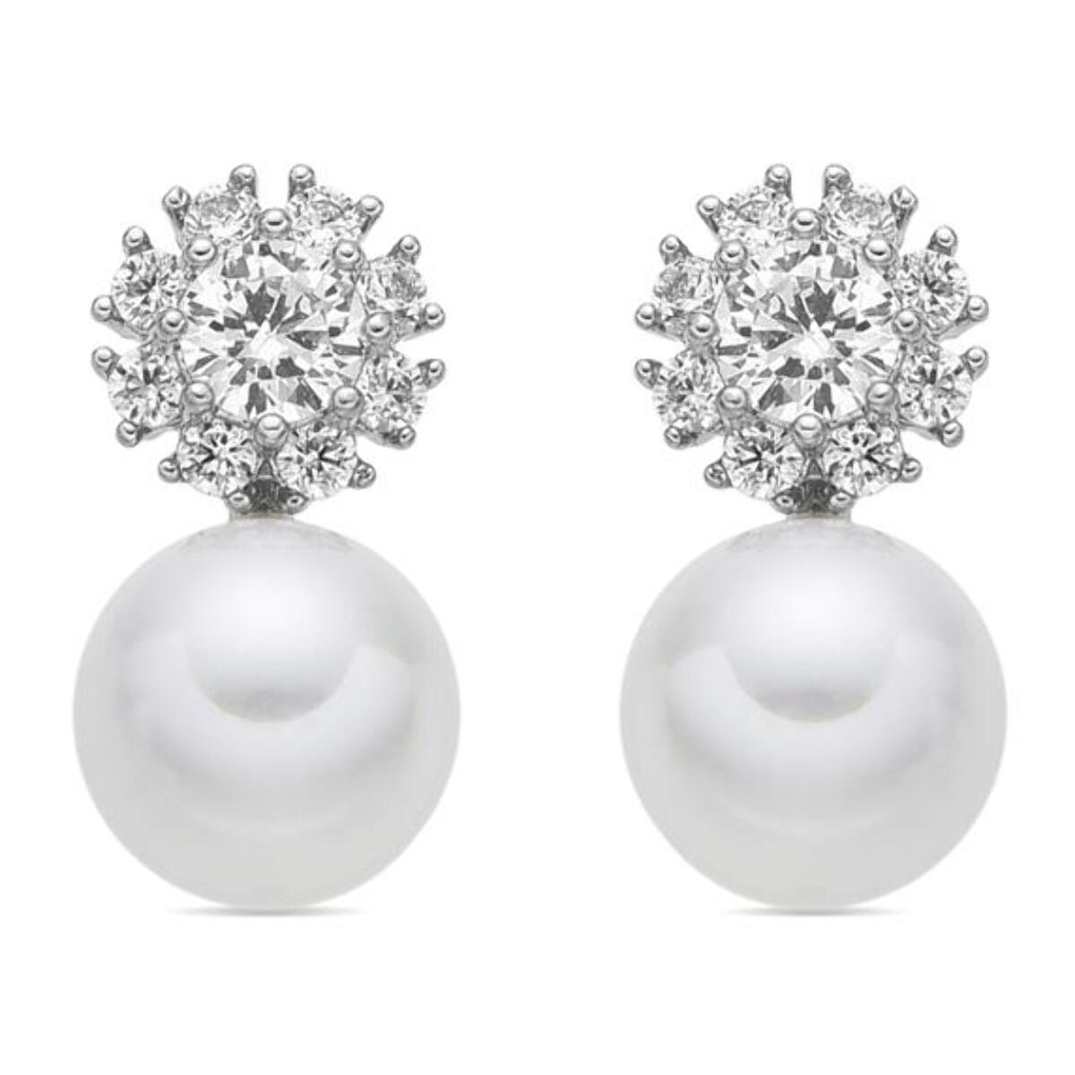 Pendientes acabado plata y Perla Blanca