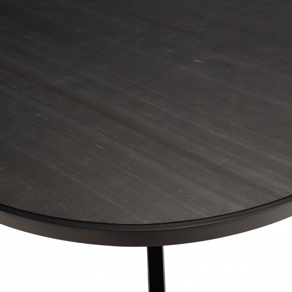 BASILE - Table à manger 120x120cm plateau noir effet pierre