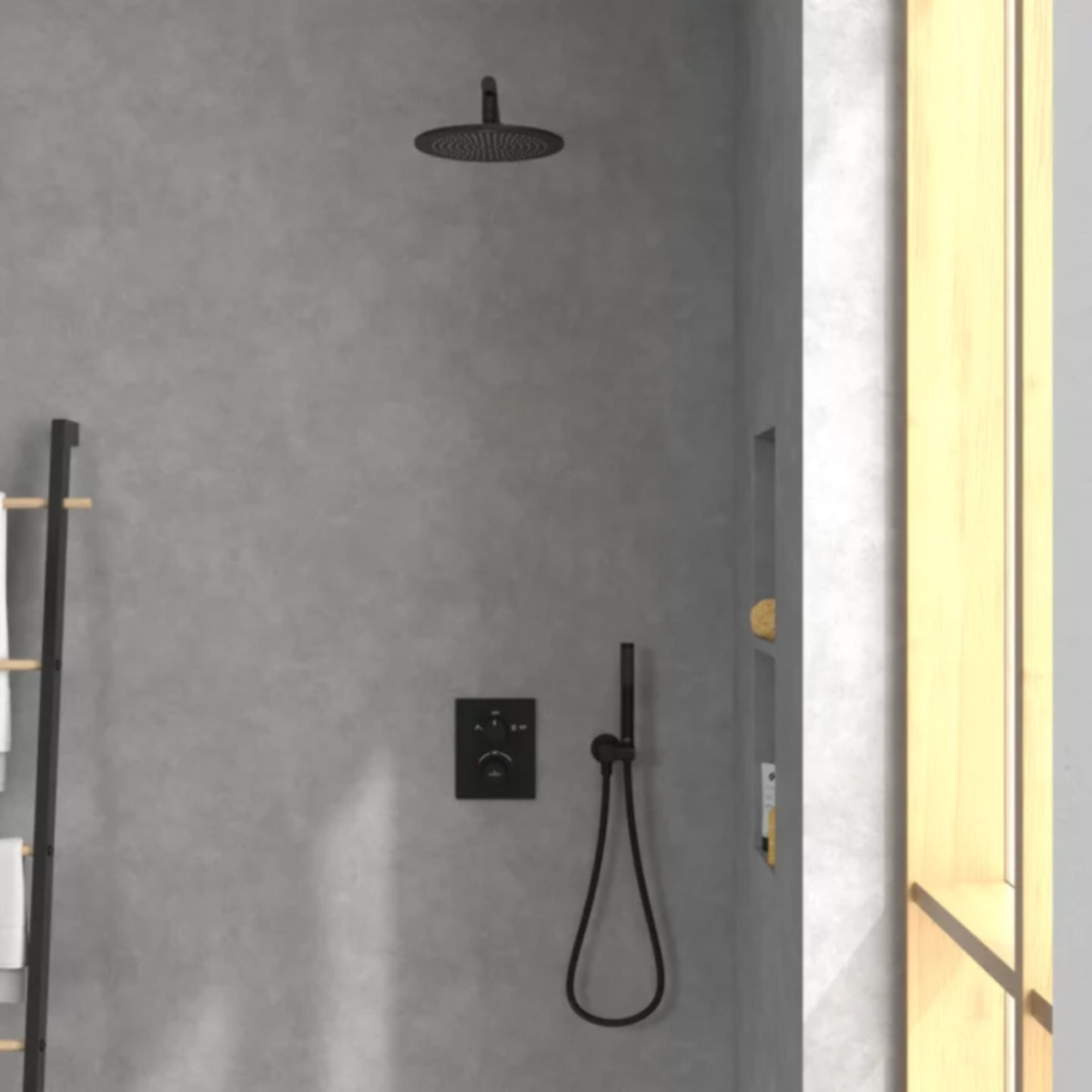 Douche de tête Universal ronde Noir mat