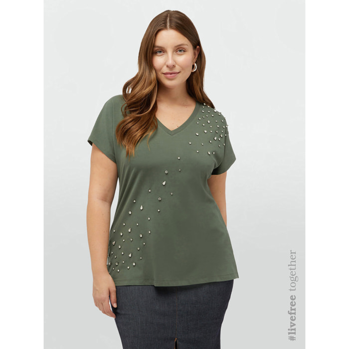 Fiorella Rubino - camiseta con bordado - Verde