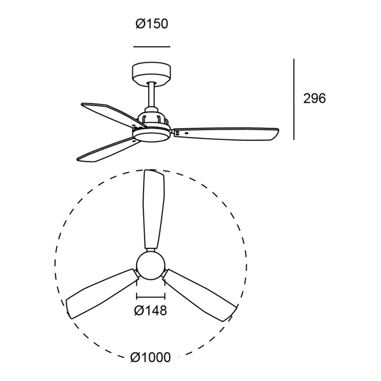 Forlight Ventilador Xaloc ø1000mm Negro Madera clara