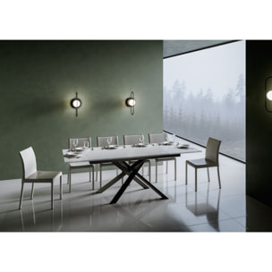 Mesa extensible 90x160/220 cm Ganty Blanco Espatulado con borde a juego estructura Antracita