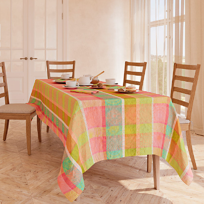 Nappe pur coton motif jacquard multicolore Mille auras printemps