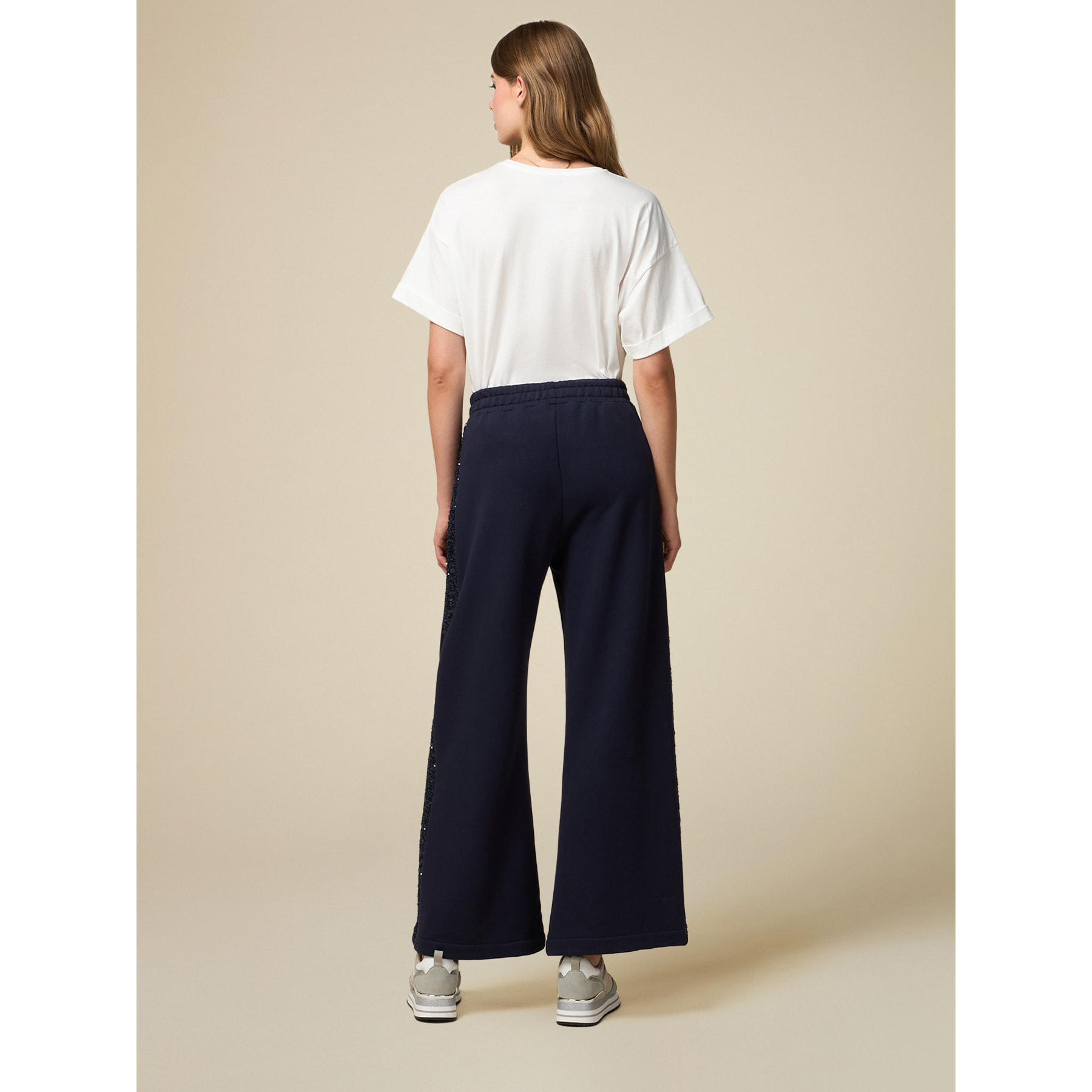 Oltre - Joggers wide leg con paillettes - Blu