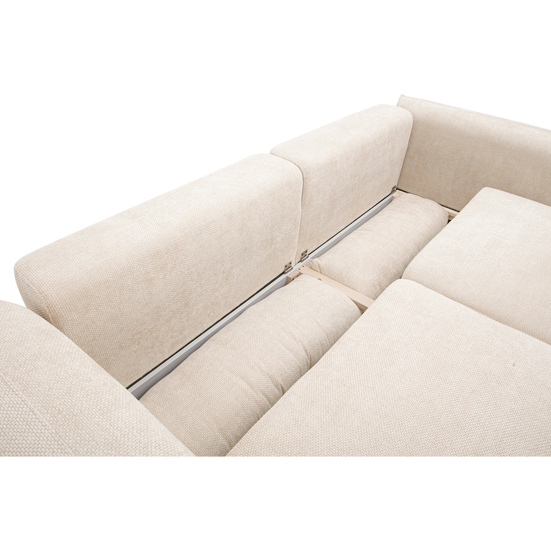 Canapé convertible 4 places avec coffre en tissu velours chenille beige SWELL