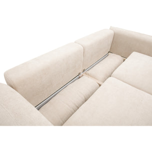 Canapé convertible 4 places avec coffre en tissu velours chenille beige SWELL