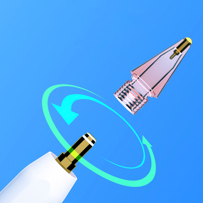 Ricambio punta in metallo per Pencil iPad generazione 1 e 2. Trasparente. Colori casuali.