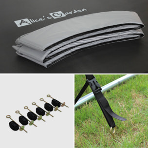 Trampoline 490cm gris avec filet de protection. échelle. bâche. filet pour chaussures. kit d'ancrage - Jupiter XXL - Trampoline de jardin 490 cm 4m|Qualité PRO.|Normes EU.