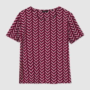 Blusa in raso fantasia chevron