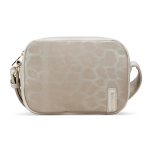 Bolso bandolera taupe con grabado de leopardo