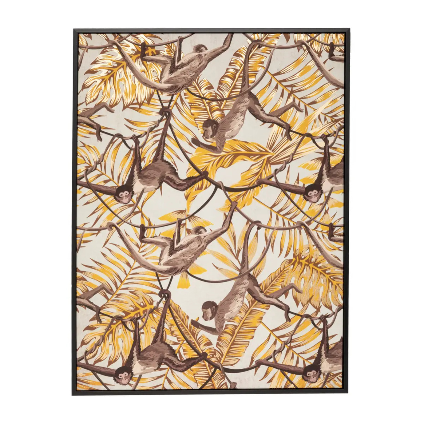 Toile imprimée "Singe" - bois - noir - 58x78 cm