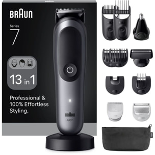 Tondeuse multi usages BRAUN AIO7560, 14 hauteurs de coupe, précision 0,5 mm, autonomie 120 mn