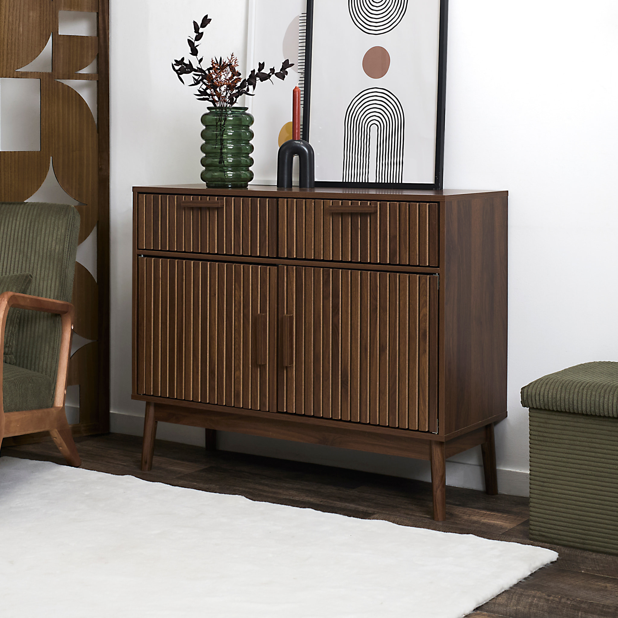 Buffet - HOME DECO FACTORY - Klaus - Élégant - Fonctionnel - Marron