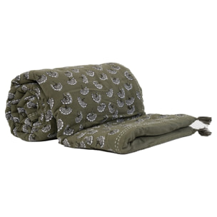 Édredon imprimé 100% coton avec pompon - Kaki