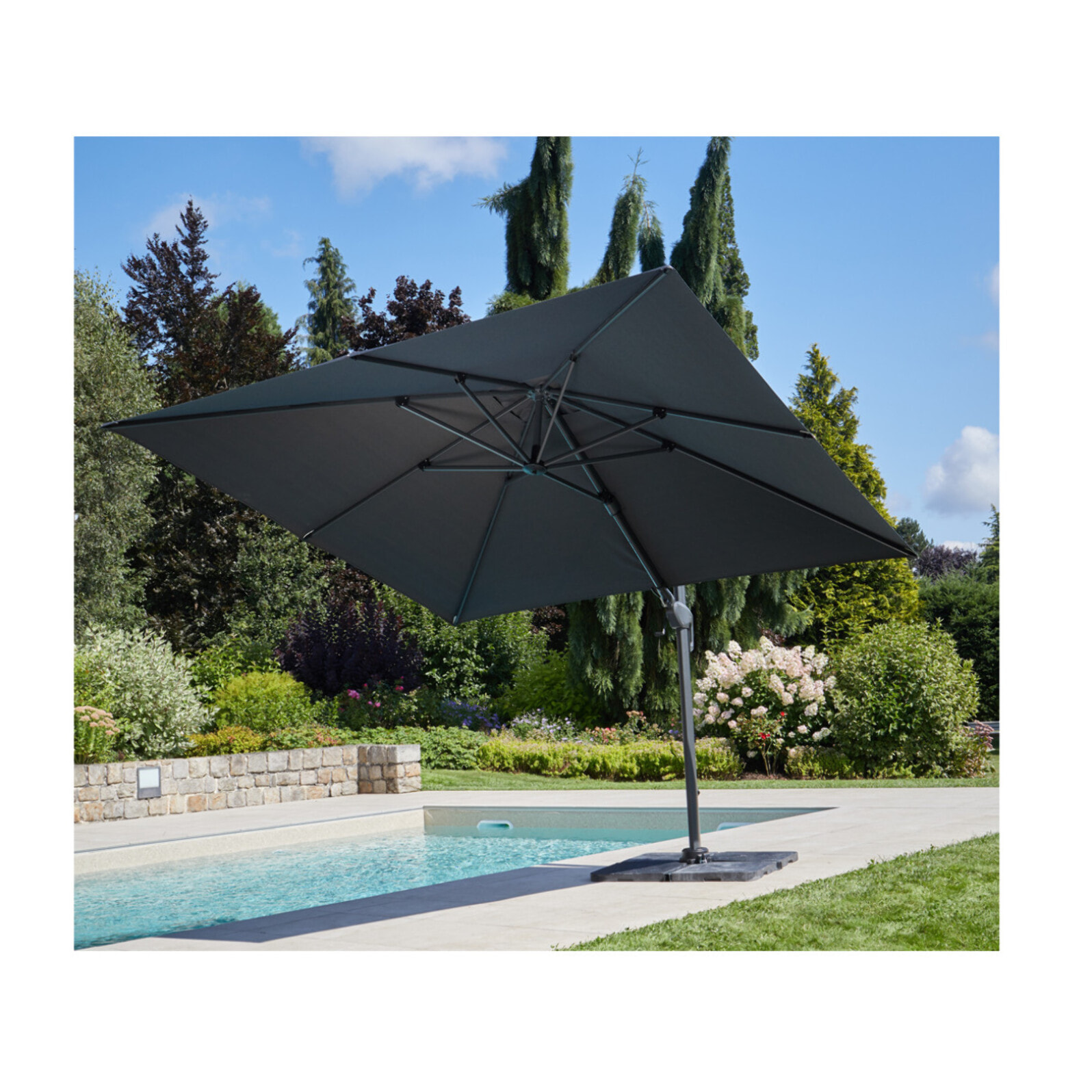 Parasol déporté 3x3m - gris anthracite - SUNKING