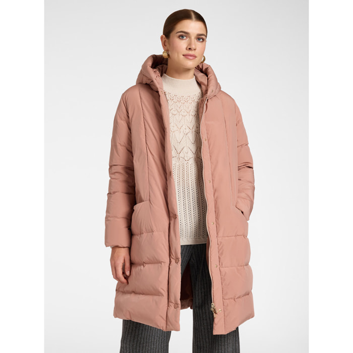 Elena Mirò - Piumino lungo in nylon trapuntato - Rosa