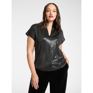 Elena Mirò - T-shirt in jersey laminato - Nero