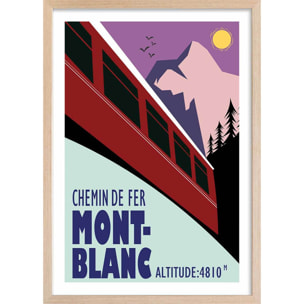 Affiche Terminus chamonix 4810m Affiche + cadre en bois - Chêne