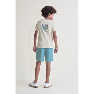 Conjunto Camiseta con Texto Tennis Club en el Pecho y Shorts Lisos Estilo Casual Deportivo | Color: Crudo | Street Monkey