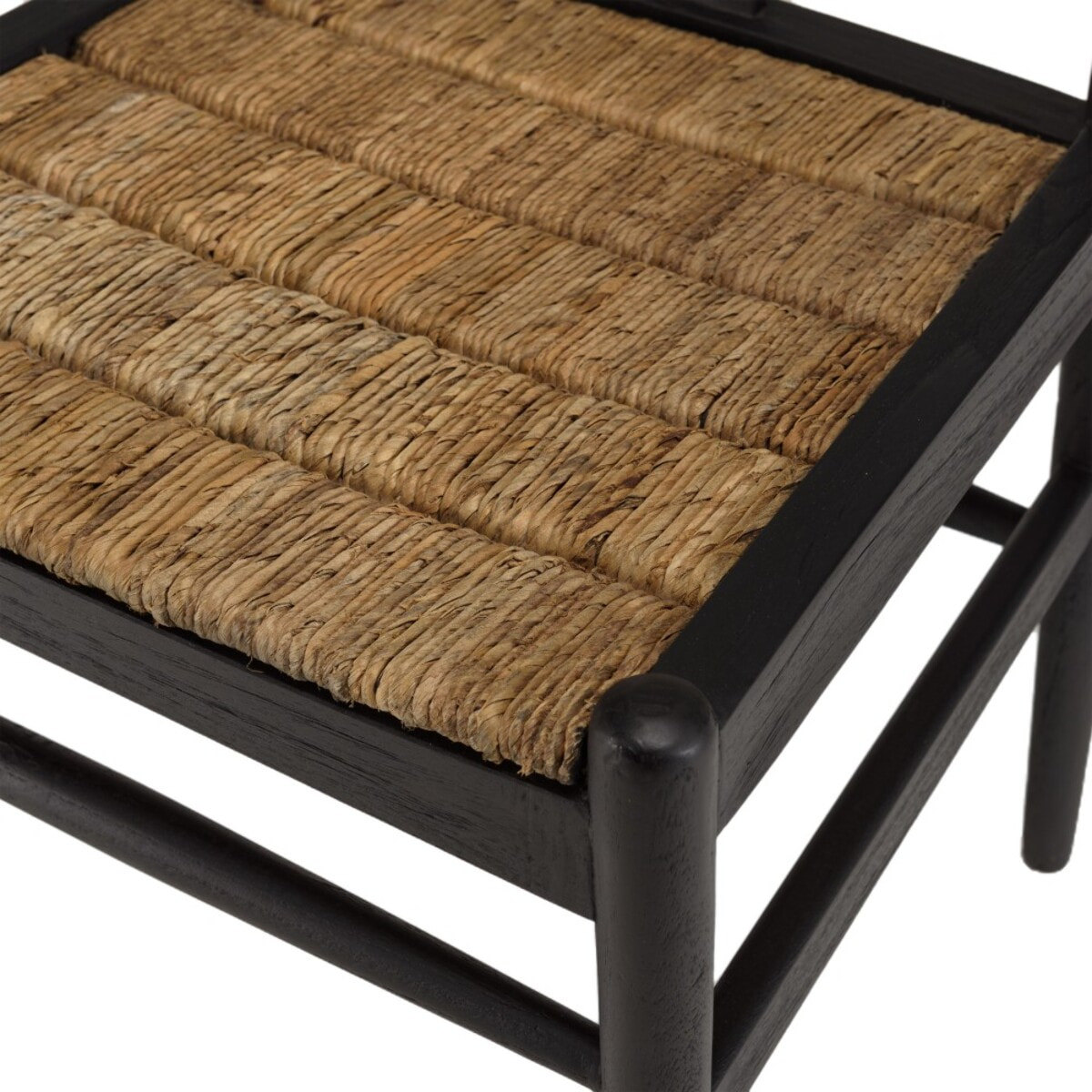 SIXTINE - Chaise noire en bois de teck recyclé dossier arrondi