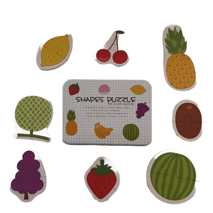 PUZLES MÚLTIPLES 13 EN 1: FRUTAS 2pcs/puzle (CAJA METÁLICA)