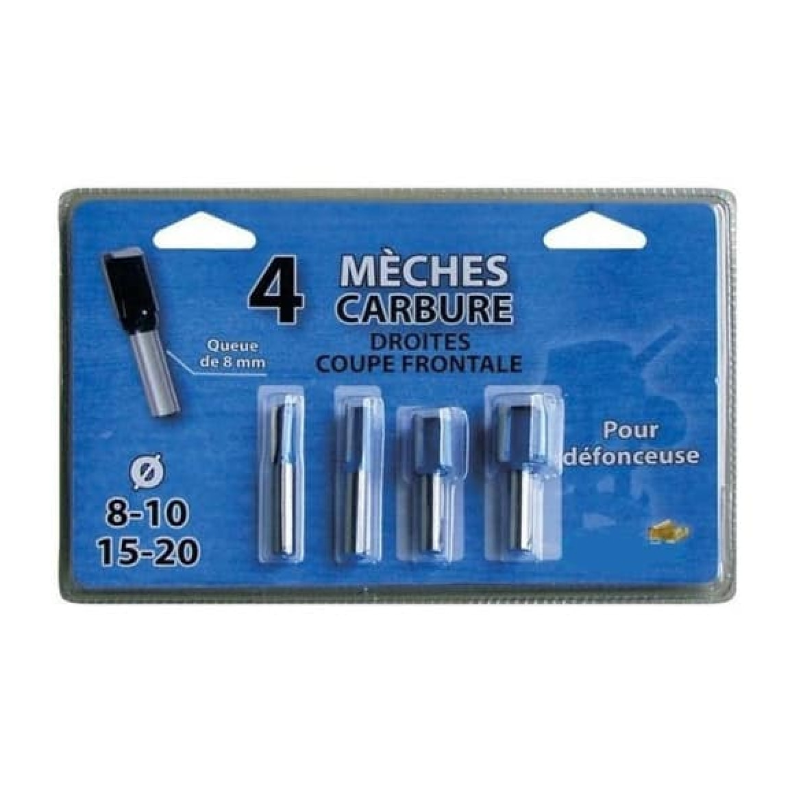 Lot de 4 mèches LEMAN droites carbure queue 8mm - 428.700.04