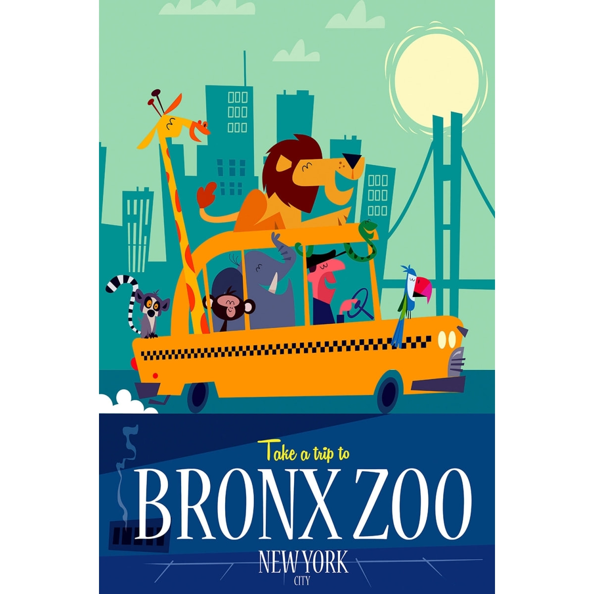 Tableau retro bronx zoo Toile imprimée