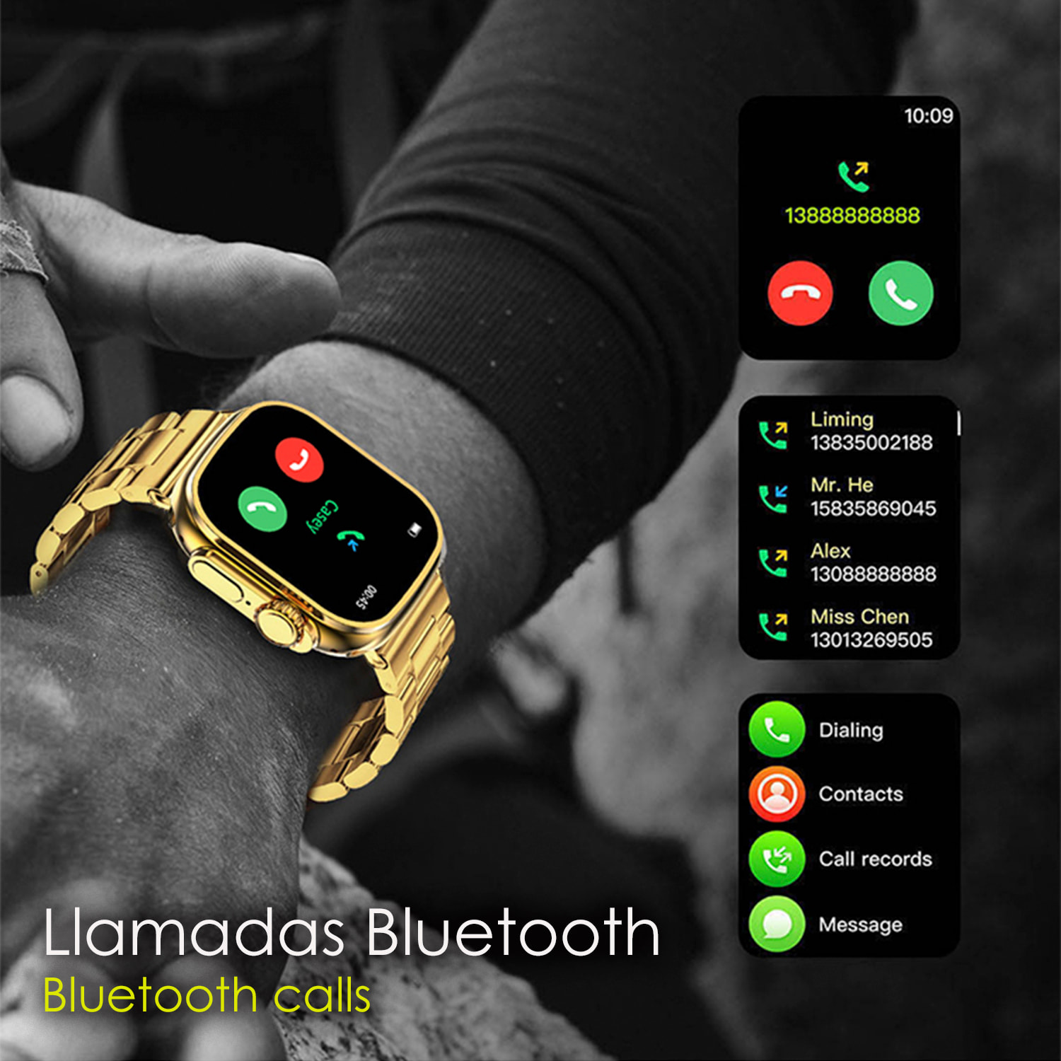 Smartwatch C9 Ultra Max con 20 modos de deporte, llamadas Bluetooth. Monitores de frecuencia cardiaca, oxígeno en sangre, tensión. Doble correa.