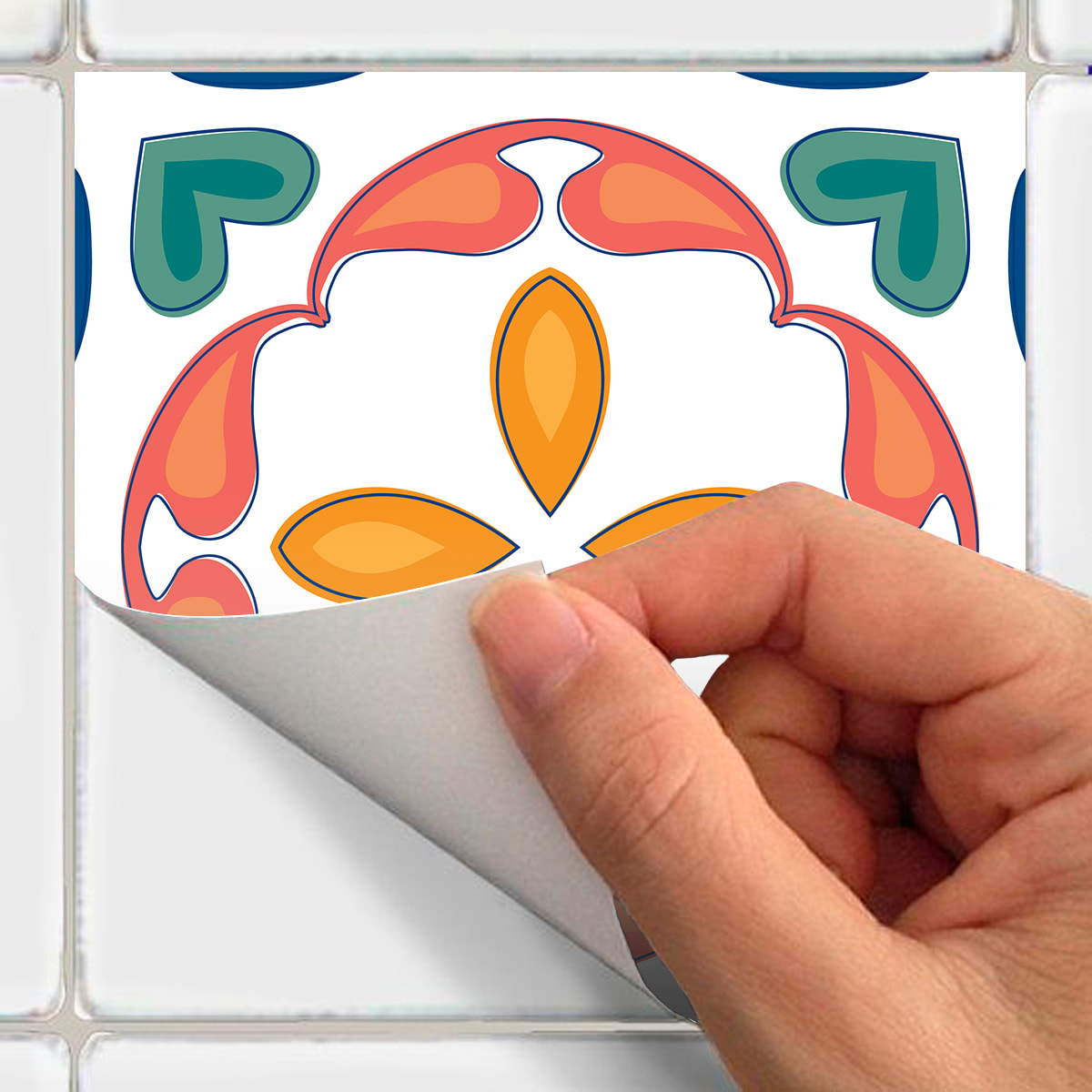 Stickers muraux - Sticker Mural Carrelage adhésif Cuisine Salle de Bain - 60 STICKERS CARREAUX DE CIMENT AZULEJOS LOTINA