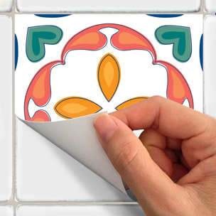 Stickers muraux - Sticker Mural Carrelage adhésif Cuisine Salle de Bain - 60 STICKERS CARREAUX DE CIMENT AZULEJOS LOTINA