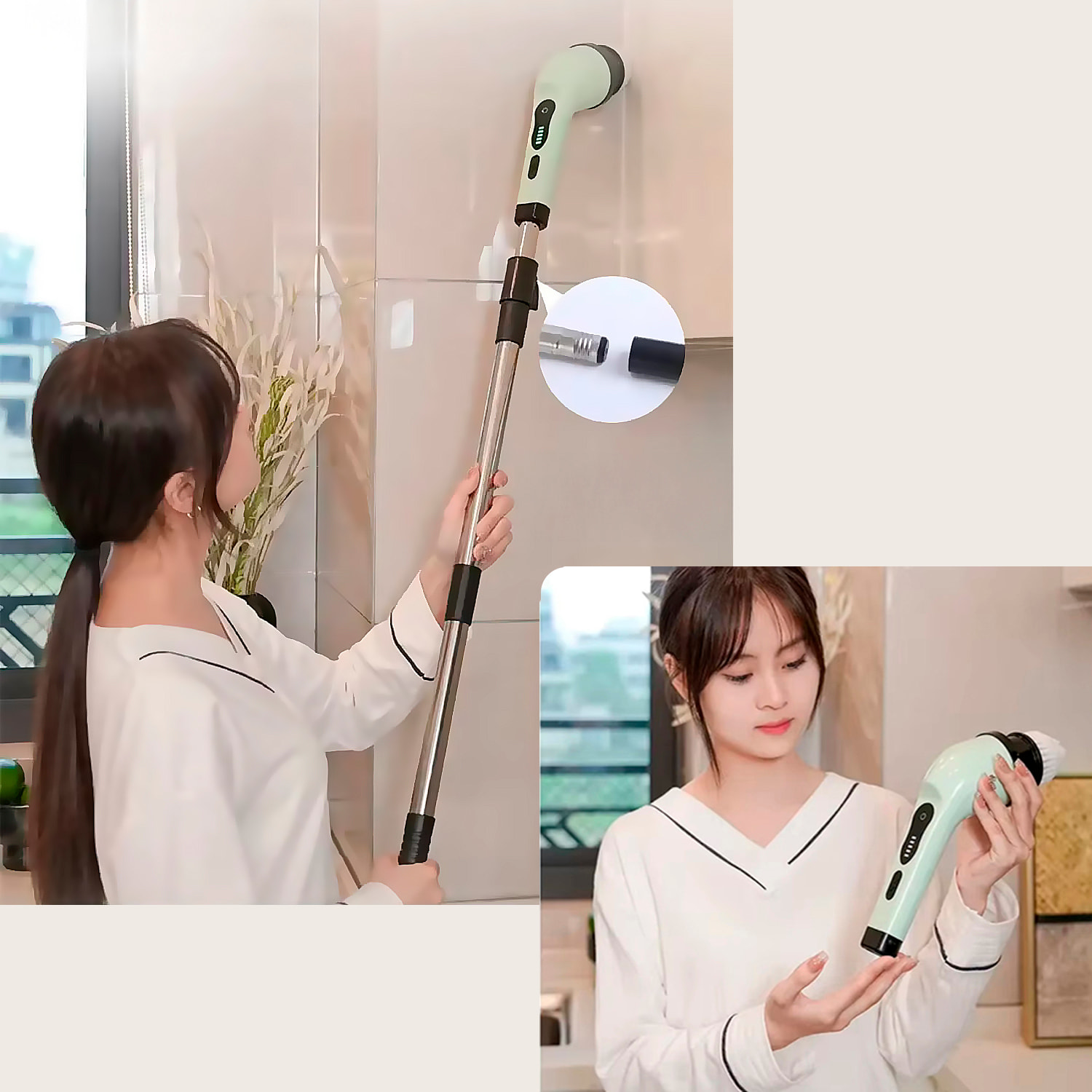 Spazzola per la pulizia con 25W di potenza e 7 teste intercambiabili diverse.