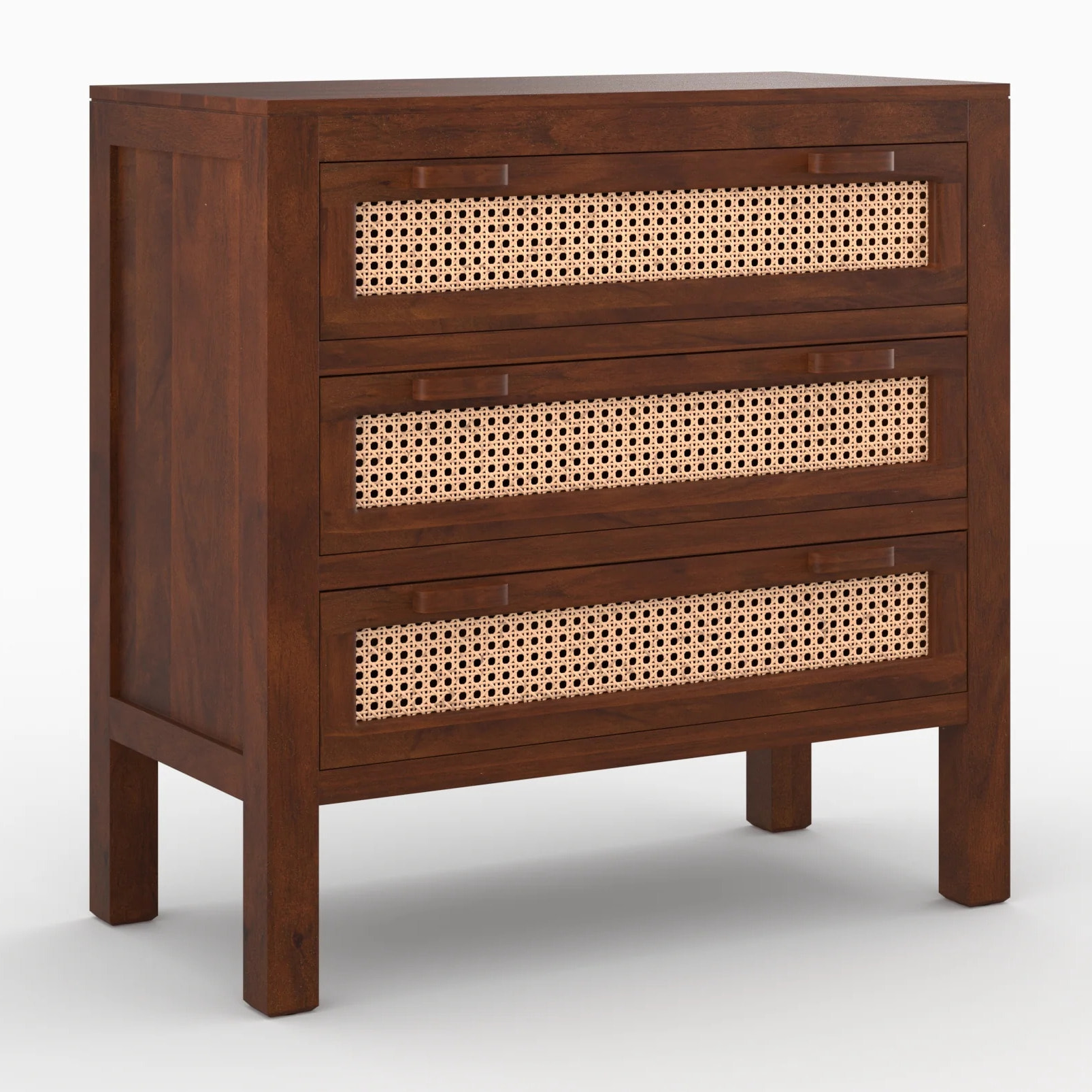 Commode en bois de manguier et cannage - Tiki