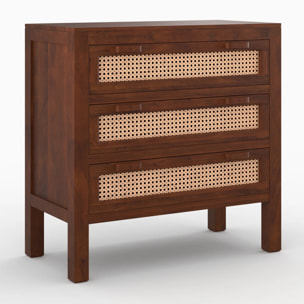 Commode en bois de manguier et cannage - Tiki