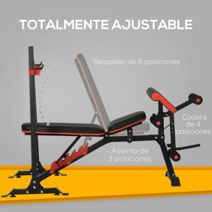 Banco de Musculación Multifuncional Banco de Pesas con Respaldo Reclinable y Soporte de Barras Ajustable para Entrenamiento Abdominal Piernas Brazos y Pecho Carga 150 kg 180x110x126 cm Negro