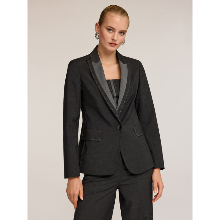 Motivi - Blazer in tela misto lana con impunture - Grigio