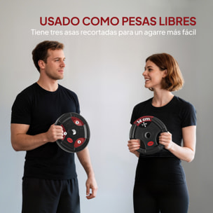 Discos Pesas Olímpicas, Agujero Ø50 mm, 2 Discos de Pesas 15 kg con Anillo Interior de Acero y Triple Agarre, para Mancuernas y Barras, Entrenamiento Fitness en Casa, Gimnasio, Negro