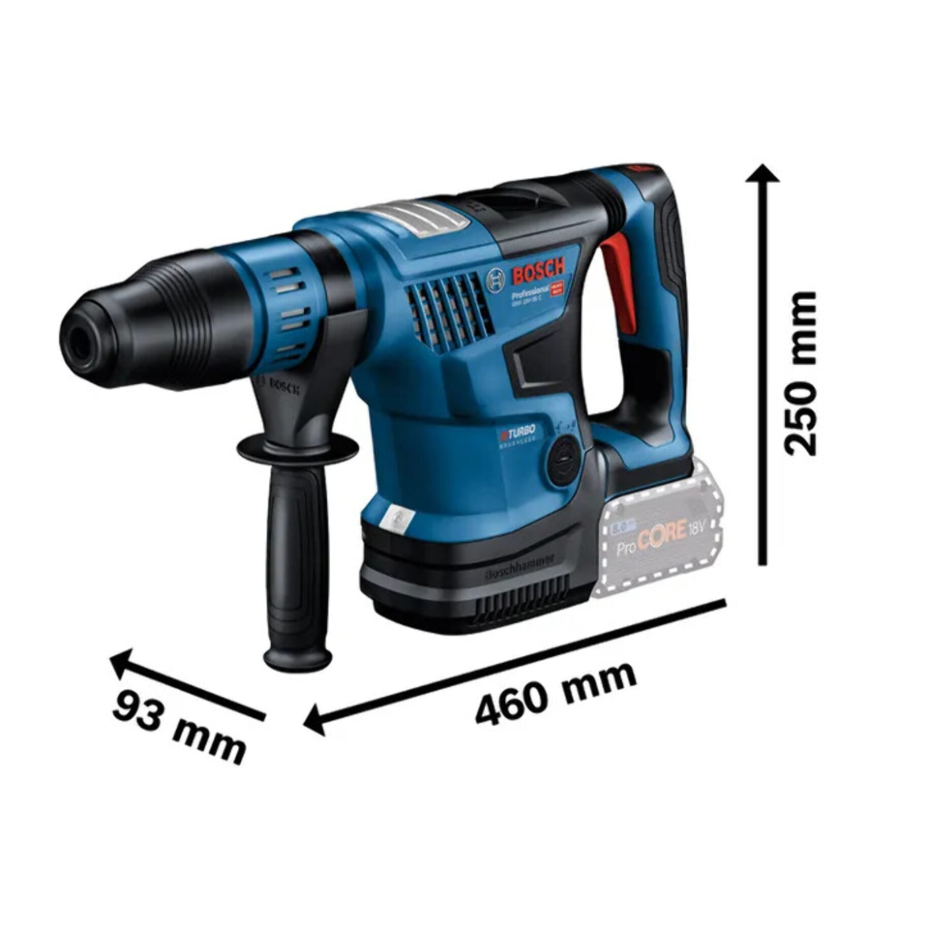 Perforateur SDS-Max GBH18V-36 (2x18V) C - BOSCH - avec 2 batteries 18V 8.0Ah - chargeur - coffret - 0611915002