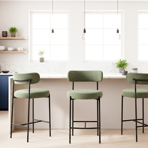 Lot de 2 tabourets de bar en velours côtelé - EVORA