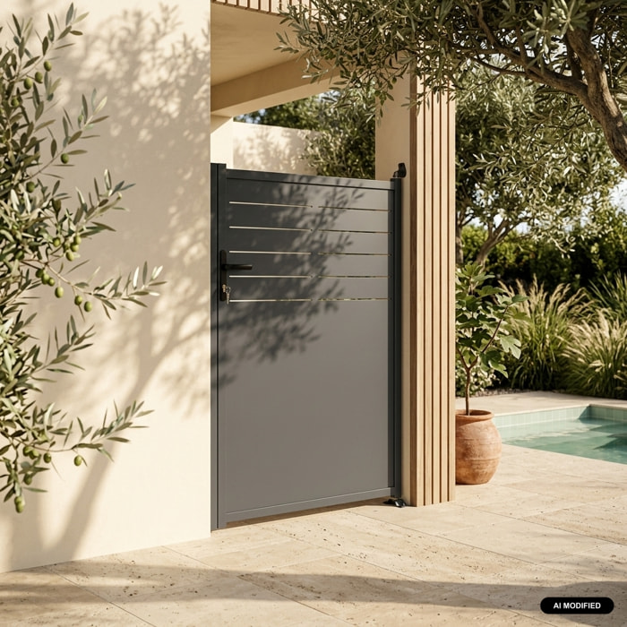 Portillon battant de jardin acier galvanisé avec serrure et poignée AXIS