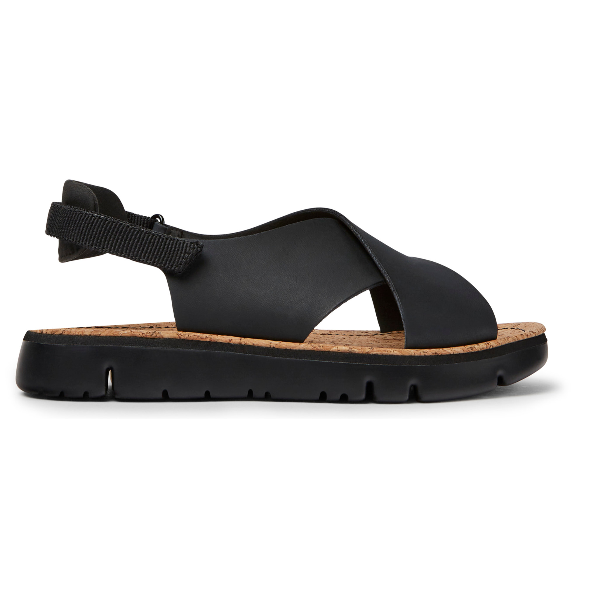 Sandali - CAMPER Oruga - Nero - Pelle (Pelle di vitello con aspetto di gomma) / Tessuto tecnico (PET riciclato)