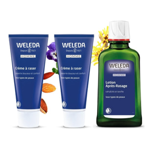 WELEDA - DUO rituel visage homme - Crème à raser + Lotion après rasage - Peaux normales - Certifié Natrue**- Tube 75 ml et flacon 100ml
