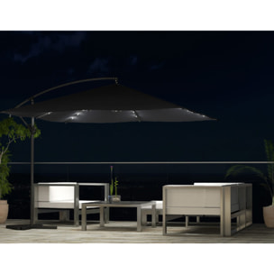 Parasol Bulle LED déporté carré 3x3m gris DAVAGNA