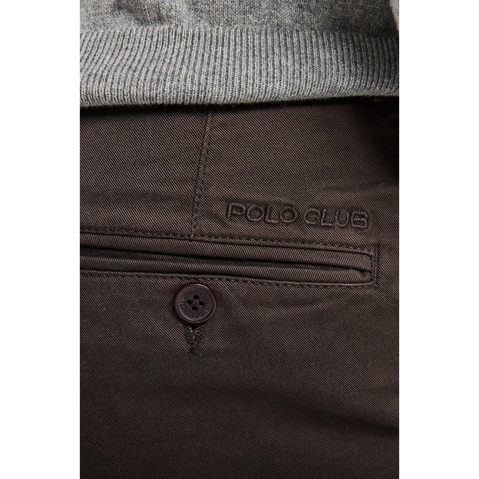 Pantaloni casual marrone scuro slim con logo Polo Club sulla tasca posteriore