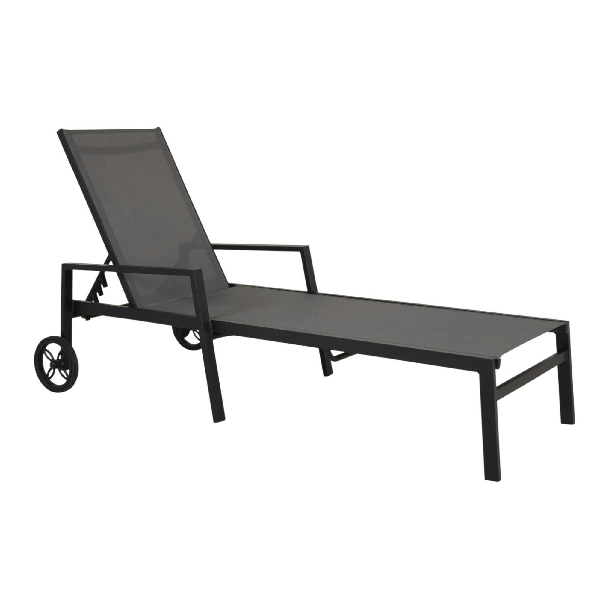 Transat à roulettes en aluminium noir STOCKHOLM